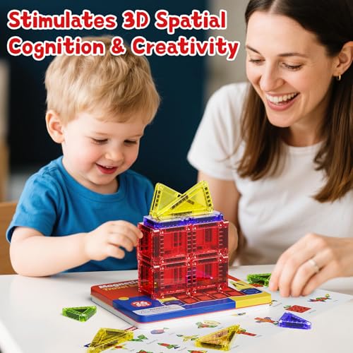 Magnetic Tiles Travel Toys with Storage Case, Portable STEM Building Blocks for 3-8 Year Olds, Toddler Airplane Activities & On-The-Go Birthday Gift for Boys & Girls - style: Magnetic Tiles Travel Construction Set - 26PCS
