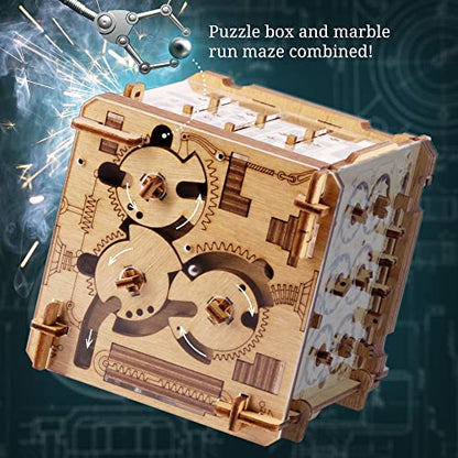 iDventure Cluebox Cambridge Labyrinth, Brain Teaser Puzzle Box for Adults | Marble Labyrinth Wooden Escape Room Puzzle, Logic Challenges, Secret Locks, Smart Gift for Men and Puzzle lovers, 3D Puzzle - color: Labyrinth of Cambridge