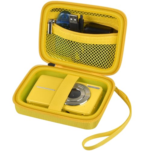 ALKOO Case Compatible with CAMKORY Digital Camera/for VAHOIALD FHD 1080P Digital Point and Shoot/for Kodak PIXPRO FZ55/ FZ45 16MP Vlogging/for IWEUKJLO, Holder for SD Card More- Yellow (Box Only) - color: Yellow