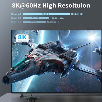 NEWCARE 8K@60Hz HDMI 2.1 Switch 3 in 1 Out, 4K@120Hz HDMI Switch Box with 2.9 ft HDMI 2.1 Cable, HDMI Splitter 3 in 1 Out Supports VRR, ALLM, HDR, HDCP 2.3, 3 Port HDMI Hub for Xbox PS5/4 HD TV - color: 3X1 8K@60Hz with 3.9ft cable