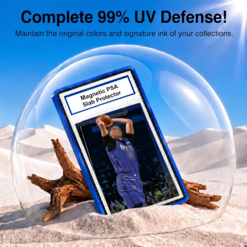 PSA Slab Case with 9-Point Secure Lock, Aluminum Alloy Graded Card Case, Magnetic UV Protection Slab Protector Fits 35PT PSA, CGC, CSG Cards, Professional Display Frame for Sports Cards (dark blue) - color: dark blue