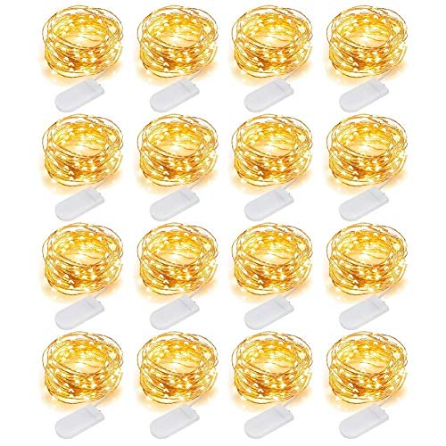 MUMUXI Battery Operated LED Fairy Lights, 16 Pack, 10ft Warm White, Waterproof, Energy Efficient, Indoor Outdoor Usage - color: Warm White, size: 10 Ft-16 Pack-30 LED