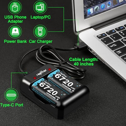 rapthor 4X 6720mWh Rechargeable Controller Battery Pack for Xbox Series with Fast Charger Station Compatible with Xbox One/One X/S/Elite/Series X/S Accessories (4 Battery Packs +1 Charger