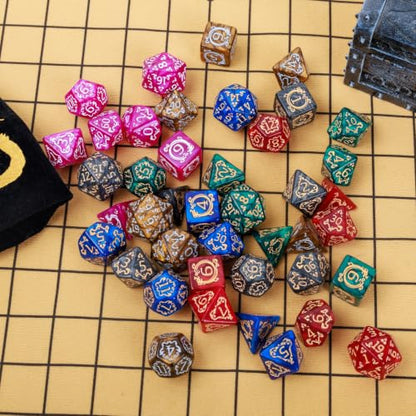 DND Dice Set 42 Pcs Polyhedral Dungeons and Dragons Rolling Dice for D&D RPG MTG Table Games Dice Bulk with Colorful Drawstring Bags and Dice Tray (Dragon) - color: Dragon