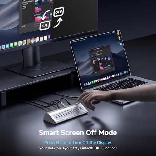 Gitfos Powered USB Hub, 18 in 1 USB C Hub with 4K HDMI, 10Gbps, PD 100W | USB C 45W Charge, SD/TF, Audio, Smart Button,65W Adapter,Aluminum USB Hub for Laptop,Mac,Mac Mini, iMac, iPhone 17/16, iPad - size: 18 IN 1