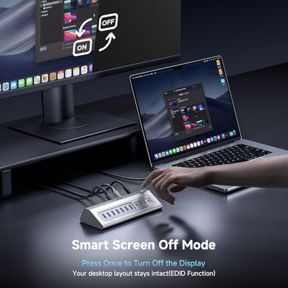 Gitfos Powered USB Hub, 18 in 1 USB C Hub with 4K HDMI, 10Gbps, PD 100W | USB C 45W Charge, SD/TF, Audio, Smart Button,65W Adapter,Aluminum USB Hub for Laptop,Mac,Mac Mini, iMac, iPhone 17/16, iPad - size: 18 IN 1