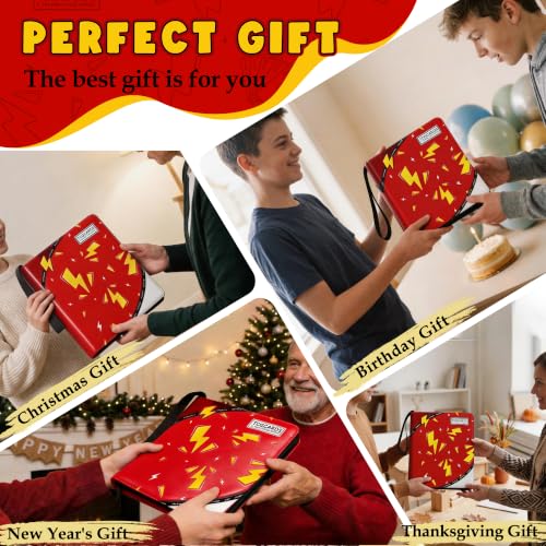 Card Binder for Pokemon Cards, 9 Pocket Trading Card Binder Holds 900 Cards with 50 Removable Sleeves, 3 Ring Zipper Card Holder Album Book Case for TCG, MTG, Sports Cards Collection, Boys Girls - color: Red