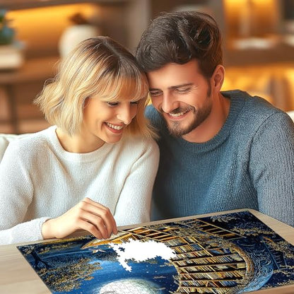 Moonlit Book Haven 500-Piece Adult Jigsaw Puzzle: Enchanted Night Library Fantasy Scene, 20x20 Inches – Mindful Relaxation & Cozy Hobby - color: Moonlit Book Haven