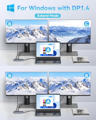 9-in-1 Docking Station Dual Monitor 4K LIONWEI USB C Hub for Laptop Mac | Dual HDMI, 4K, 100W PD, 5Gbps, Ethernet, SD/TF, USB C Dock for MacBook/Dell/HP/Lenovo/Thunderbolt Device - color: 9-in-1 (2 HDMI)