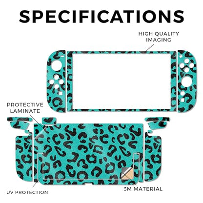 Glossy Glitter Gaming Skin Compatible with Nintendo Switch 2 Console Only - Teal Leopard - Premium 3M Vinyl Protective Wrap Decal Cover - Easy to Apply | Crafted in The USA by MightySkins - color: Teal Leopard, size: Switch 2 Console Skin Only, style: Glo