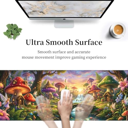 Mushroom Mouse Pad Gaming Desk Pad - 31.5x11.8 in Large Extended Mousepad, Non-Slip Rubber Base Mice Mat for Desk & Keyboard - color: 16