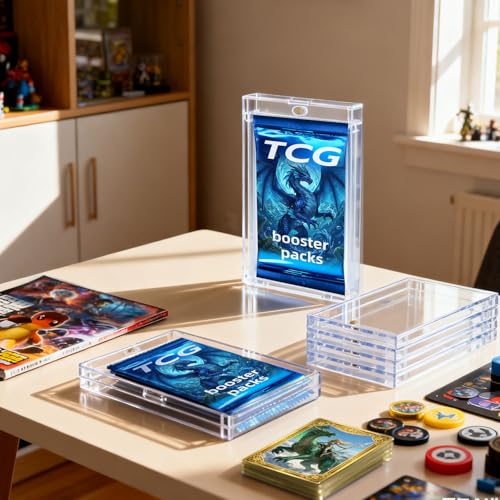 10-Pack Magnetic Booster Pack Case, Acrylic TCG Protector | Acrylic, UV Protection, One Touch Magnetic Closure, Fits Standard TCG Packs, Compatible With Sports Cards & Sealed Packs