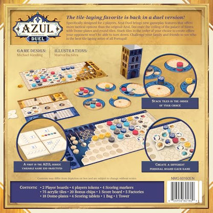 Asmodee Azul Duel Board Game - Competitive Head-to-Head Tile-Placement Strategy Game, Stunning Mosaic Art and Quick Gameplay for Kids & Adults, Ages 8+, 2 Players, 30-45 Minute Playtime | Competitive Head-to-Head Tile-Placement Strategy Game, Stunning Mos