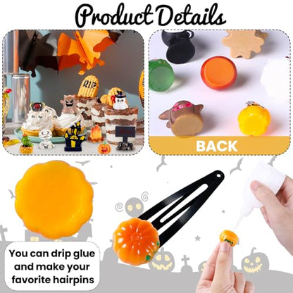 50pcs Halloween Mini Resin Figures 50 Styles Tiny Resin Figurines Little Small Figures to Hide Pumpkin Ghost Skull Miniatures Bulk for Halloween Party Favors Bag Fillers Garden Dollhouse Decor
