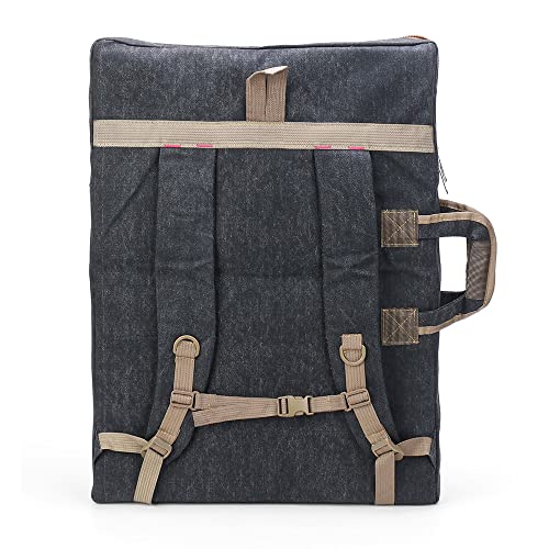 TRANSON Art Portfolio Case Artist Backpack Canvas Bag Large 26” x 19.5” - color: Black