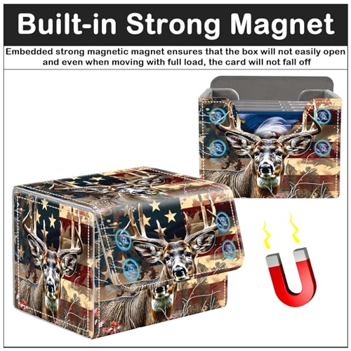 Card Deck Box for MTG Trading Cards with Magnetic Closure,Premium Card Storage Box Case Cover for TCG CCG Magic Cards,Deer Weed Flag - color: Deer Weed Flag