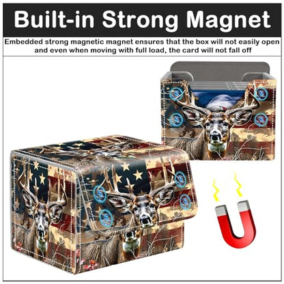 Card Deck Box for MTG Trading Cards with Magnetic Closure,Premium Card Storage Box Case Cover for TCG CCG Magic Cards,Deer Weed Flag - color: Deer Weed Flag