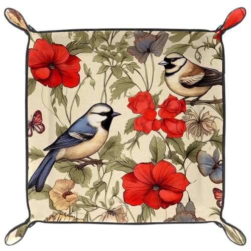 Birds Pansies Flower Dice Tray Dice Rolling Tray Folding Dice Holder for Dice Games, Like RPG, DND and Other Table Games - color: Multi 13