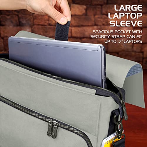 ENHANCE Collector's Edition RPG Player's Essentials DnD Bag - Dragon Hide Exterior Messenger Bag Fits 2-4 Books, Binders, Dice & Accessories, with 17 inch Laptop Slot, Battlemap Straps (Dragon Silver) - color: Dragon Silver