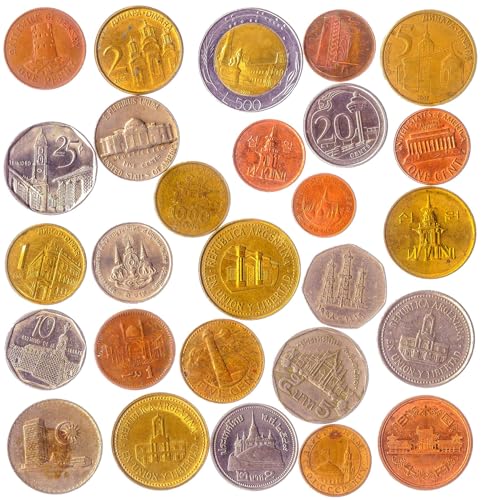 Architectural Fantasy Coins Collection - 10 Souvenir Coins - Featuring Temples, Lighthouses, Banks, Castles - Historic Building Designs - color: 10 Building Coins