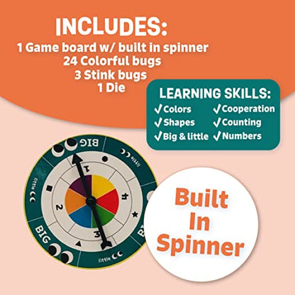 Peaceable Kingdom Snug as a Bug in a Rug Award Winning Cooperative Preschool Skills Builder Game for 2 to 4 Kids ages 3+ | Cooperative preschool game—match colors, shapes and counts to tuck the bugs in before the stink bugs sneak in, ages 3+