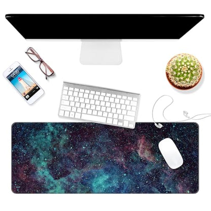 Large Thin Mouse Pad with Stitched Edges, Galaxy Space | 31.5"x11.8"x0.08",Extended XXL desk mat,non-slip rubber base, ultra-smooth surface, washable vivid print, for office & home