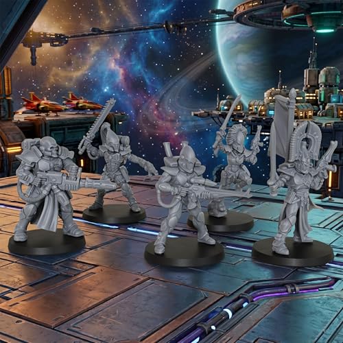 28mm Tabletop Unpainted Miniatures and Sci-Fi Minis Figure Set AS1009 | 1:56 Miniature Game Role Playing RPG Accessory Pack - Space Assault Squad
