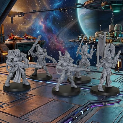 28mm Tabletop Unpainted Miniatures and Sci-Fi Minis Figure Set AS1009 | 1:56 Miniature Game Role Playing RPG Accessory Pack - Space Assault Squad