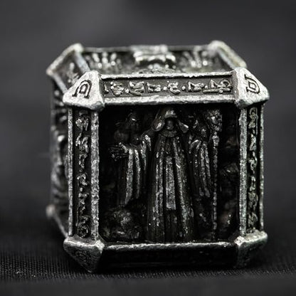 Metal DND Dice Set for D&D Dungeons and Dragons RPG Game Skull Wizard Theme Polyhedral Dice with Metal Gift Box for Dice Goblin Collectable Unique Skeleton Halloween Accessories (Black) - color: Black
