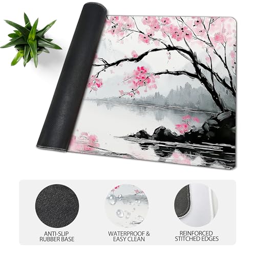 31.5”x11.8”Large Gaming Mouse Pad for Desk, Mouse Mat with Seamed Edges, Waterproof Desk Pad, Non-Slip Rubber Base, Keyboard Pad Computer Mat, Big XL Mousepad-japannese Landscape Painting - color: Japannese Landscape Painting