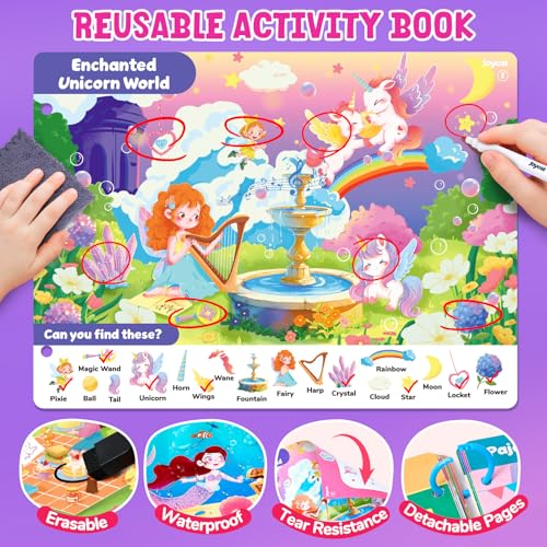 JoyCat Seek & Find Game Book, Educational Toys for Girls Ages 3-6 | Preschool Learning Activities for Toddlers & Kids, Christmas Road Trip Travel Toys for Car & Airplane, Gifts for 3-6 Olds - style: 3. Seek & Find Girls