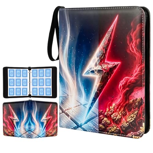 Trading Card Binder 9 Pocket, 900 Pocket Card Holder with 50 Removable Sleeves,PU Waterproof Card Book 3-Ring Zipper Collectible Card Album for Adult Gift (Red-1) - color: Red-1, size: 9 Pocket, 900 Cards