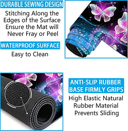 Large Mouse Pad with Wrist Rest, 4-in-1 Wrist Rest for Keyboard and Mouse | Non-Slip Waterproof Desk Mat Set, 35.4"x15.7" Desk Mat+Keyboard Wrist Rest+Mouse Wrist Support+Cup Coaster for Home Office - color: 4Pcs-Butterfly