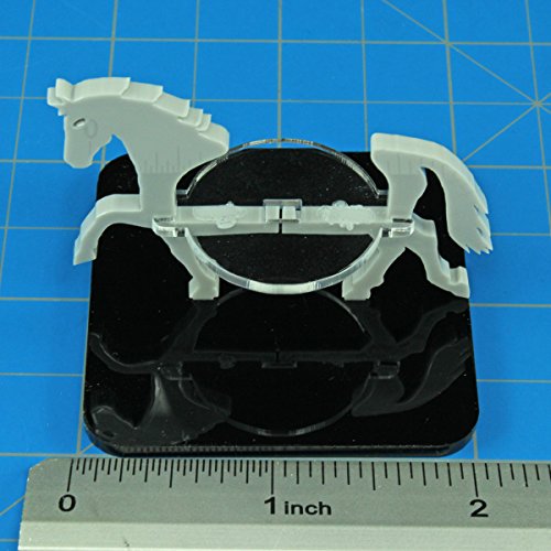 LITKO Horse Mount | Compatible with D&D & Pathfinder | 50mm Square | Grey | Turns a 30mm (1.25-inch) hero into a saddled rider | 2-inch footprint | Includes steed + clear acrylic base | Glue assembly - color: Grey, style: 2-Inch Square Base