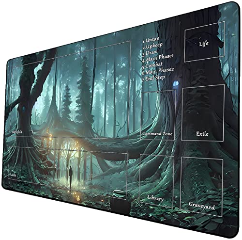 MTG Game Playmat, TCG Play Mat for MTG TCG 24 x 14 inches Trading Card Inked Game Playmats with Storage Bag Smooth Rubber Surface Battle - color: Playmat 1