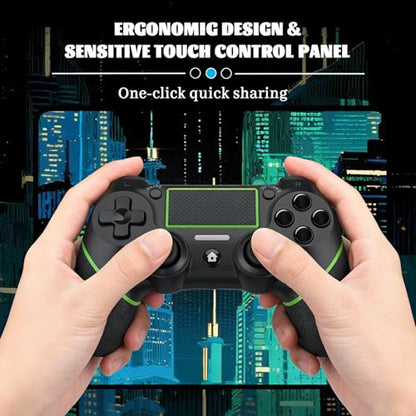 Wireless Controller for Ps4 Controller Compatible with PS4/Slim/Pro/Windows PC,with Touchpad/Vibration/Built-in Speaker&3.5mm Headphone Jack/Six-axis Motion Control/USB-C Charging Cable,Black Green - color: Green Blacck