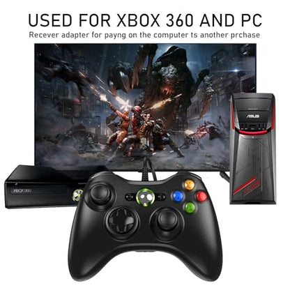 Etpark X-Box 360 Controller Wired, Gamepad Controller with Wired USB for Microsoft X-Box 360 & Slim Console and PC Windows XP/7/8/10, with Upgraded Joystick, Black - color: Black-wired