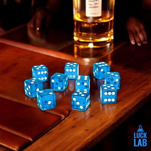 Luck Lab 10 Piece 19 mm Dice Pack - Acrylic and Translucent D6 Dice, Square w/Rounded Edge for Casino, Craps, RPG MTG DND Dice Table Games and Board Games (Light Blue) - color: Light Blue
