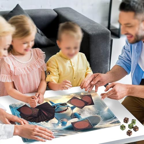 for MTG Card Playmat with Zones-Includes A Storage Bag and 6 Dice, 24 x 14 inches for TCG Playmat with Non-Slip Rubber, Game Mat, Surfing Shark - color: Yux-playmats-2-2A-274