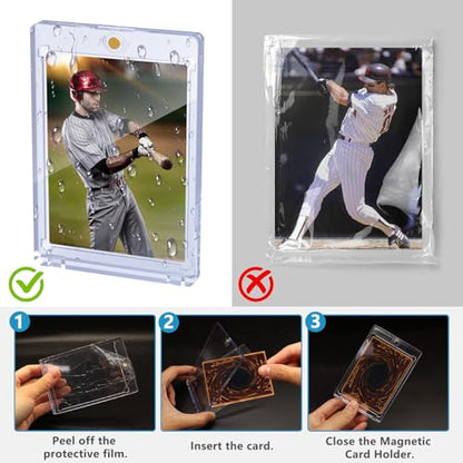 120ct Magnetic Card Holder, 35pt One Card Touch Holder for Trading Cards,Baseball Card Protectors Hard Plastic, Display Case for Collectible Cards Sport Cards Game Cards Top Loads for Cards Sleeves