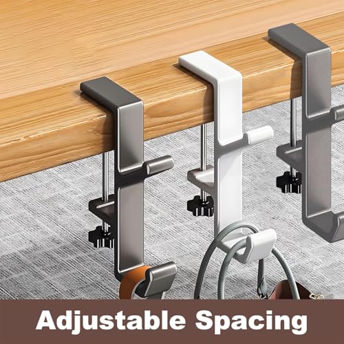 Headphone Stand - Aluminum Alloy Headphone Holder, Under Headset Stand for Desk Fit for PC Gaming Headset Hanger Hook Suitable for Office, Computer, Student Class Desk, Handmade Creator Table (Sliver)