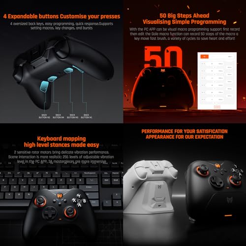 Black Shark BIGBIG WON Gale Wireless Controllers - Motion Aiming, Hall Trigger, 4 Custom Buttons - PC/iOS/Android Gaming Controller with Charging Dock - color: B.GaleSet Black