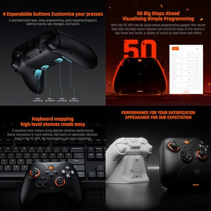 Black Shark BIGBIG WON Gale Wireless Controllers - Motion Aiming, Hall Trigger, 4 Custom Buttons - PC/iOS/Android Gaming Controller with Charging Dock - color: B.GaleSet Black