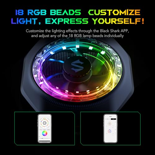 Black Shark Magnetic Phone Cooler 5 Pro - 18 Addressable RGB LEDs, Detachable Grip, APP-Controlled Thermostatic Cooling Fan for iPhone MagSafe/Android/iPad -Gaming/Streaming/Photography - color: 5 Pro Black