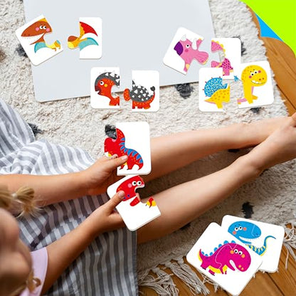 48 Dinosaurs Matching Puzzles with Error-Correction, Self-Correcting Puzzle Match Game Educational Matching Puzzles for Toddlers Kindergarten, Dinosaur-Themed Learning Games Toys for 3 Years Old - style: Dinosaur