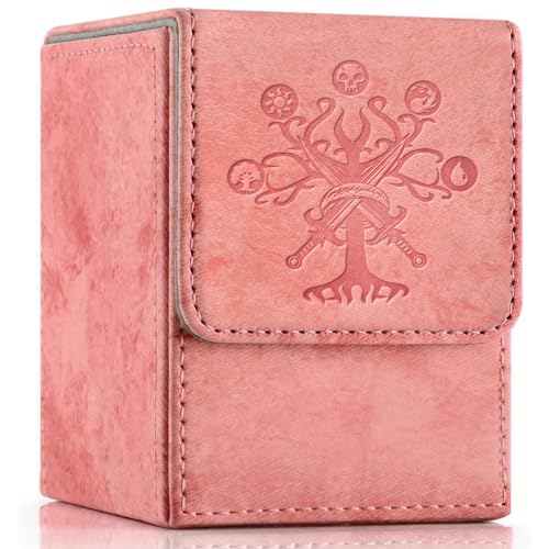 PROMAXIBINDER MTG Card Deck Box, Commander Deck Box Fits 100+ Single Sleeved Cards, Storage for TCG/MTG Crads, PU Leather Strong Magenet (Pink, Tree) - color: A-Pink Tree, size: 100+