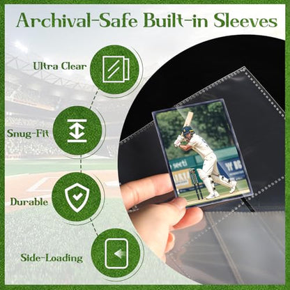 POKONBOY 9 Pocket Baseball Card Binder for 900 Cards, Trading Card Binder Collection Album Holder with Sleeves for Football Sports Games Cards - color: Baseball