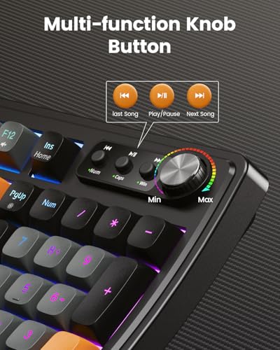 SABLUTE Gaming Keyboard and Mouse, Quiet Membrane with RGB Backlit | PC Gaming Keyboard with Multimedia Knob, Anti-Ghosting, Ergonomic Wrist Rest & 3200 DPI Mouse for Gamer/Office - color: Black-grey