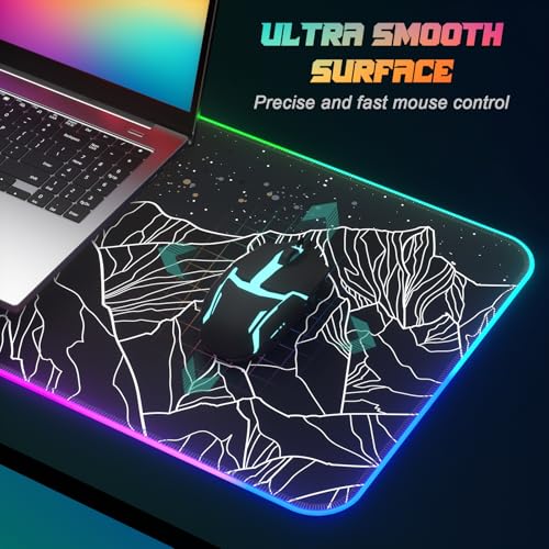 ITNRSIIET RGB Gaming Mouse Pad, Full Desk XL Extended Large Gaming Mousepad, 12 Lighting Modes 30% Thicker Big LED Desk Mat for Gamers, 32 x 12 inches, Starry Sky Moon - color: Starry Sky Moon