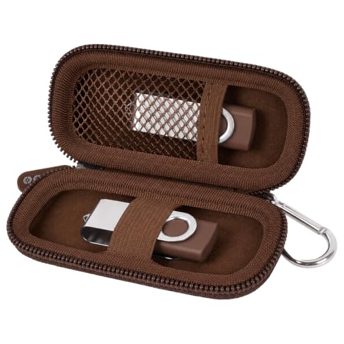 USB Flash Drive Case, SD Card/Thumb Drive/Memory Cards Holder, Bag Only | SDXC/SDHC Storage, Electronic Accessories Organizer for SanDisk / for Samsung, for Students/IT/Office/School/Travel, D-Brown - color: Dark Brown